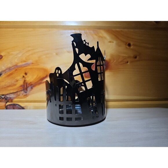 Haunted House 3-Wick Candle Holder Halloween Metal Slatkin/Bath & Body Works - Picture 9 of 13